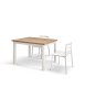 Tavolo rettangolare moderno allungabile rovere rustico gambe bianche 110x70x76,5 140x80x76,5 vista frontale