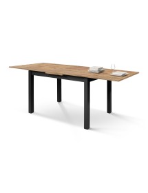 Tavolo rettangolare moderno allungabile rovere rustico gambe nere 110x70x76,5 140x80x76,5 vista frontale