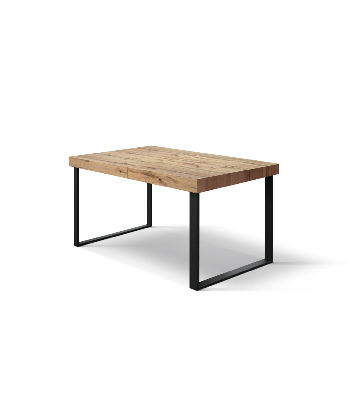 Tavolo rettangolare moderno allungabile rovere rustico gambe nere 140x90x75 160x90x75 vista frontale