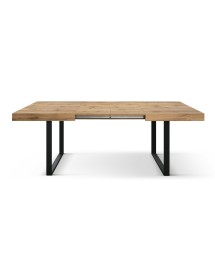 Tavolo rettangolare moderno allungabile rovere rustico gambe nere 140x90x75 160x90x75 vista frontale