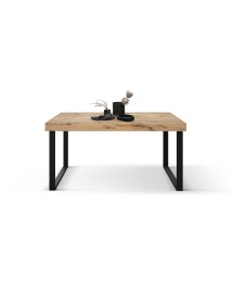 Tavolo rettangolare moderno allungabile rovere rustico gambe nere 140x90x75 160x90x75 vista frontale