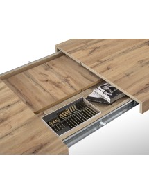 Tavolo rettangolare moderno allungabile rovere rustico gambe nere 140x90x75 160x90x75 vista frontale