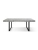 Tavolo rettangolare moderno allungabile grigio cemento gambe nere 140x90x75 160x90x75 vista frontale