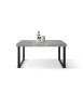 Tavolo rettangolare moderno allungabile grigio cemento gambe nere 140x90x75 160x90x75 vista frontale