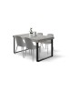 Tavolo rettangolare moderno allungabile grigio cemento gambe nere 140x90x75 160x90x75 vista frontale