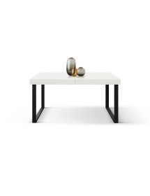 Tavolo rettangolare moderno allungabile bianco frassino gambe nere 140x90x75 160x90x75 vista frontale