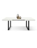 Tavolo rettangolare moderno allungabile bianco frassino gambe nere 140x90x75 160x90x75 vista frontale