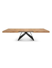 Tavolo moderno allungabile rovere rustico gambe nere 160x90x77 180x90x77 vista frontale