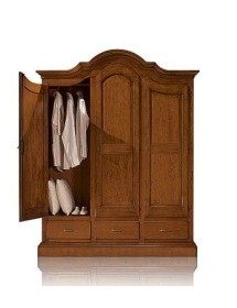 Armadio classico 3 porte avorio filo marrone legno 185X62X220 VISTA FRONTALE