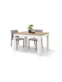 Tavolo rettangolare moderno allungabile rovere rustico gambe bianche 120x80x77 140x90x77