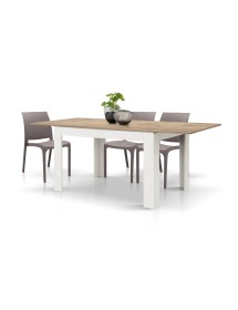 Tavolo rettangolare moderno allungabile rovere rustico gambe bianche 120x80x77 140x90x77