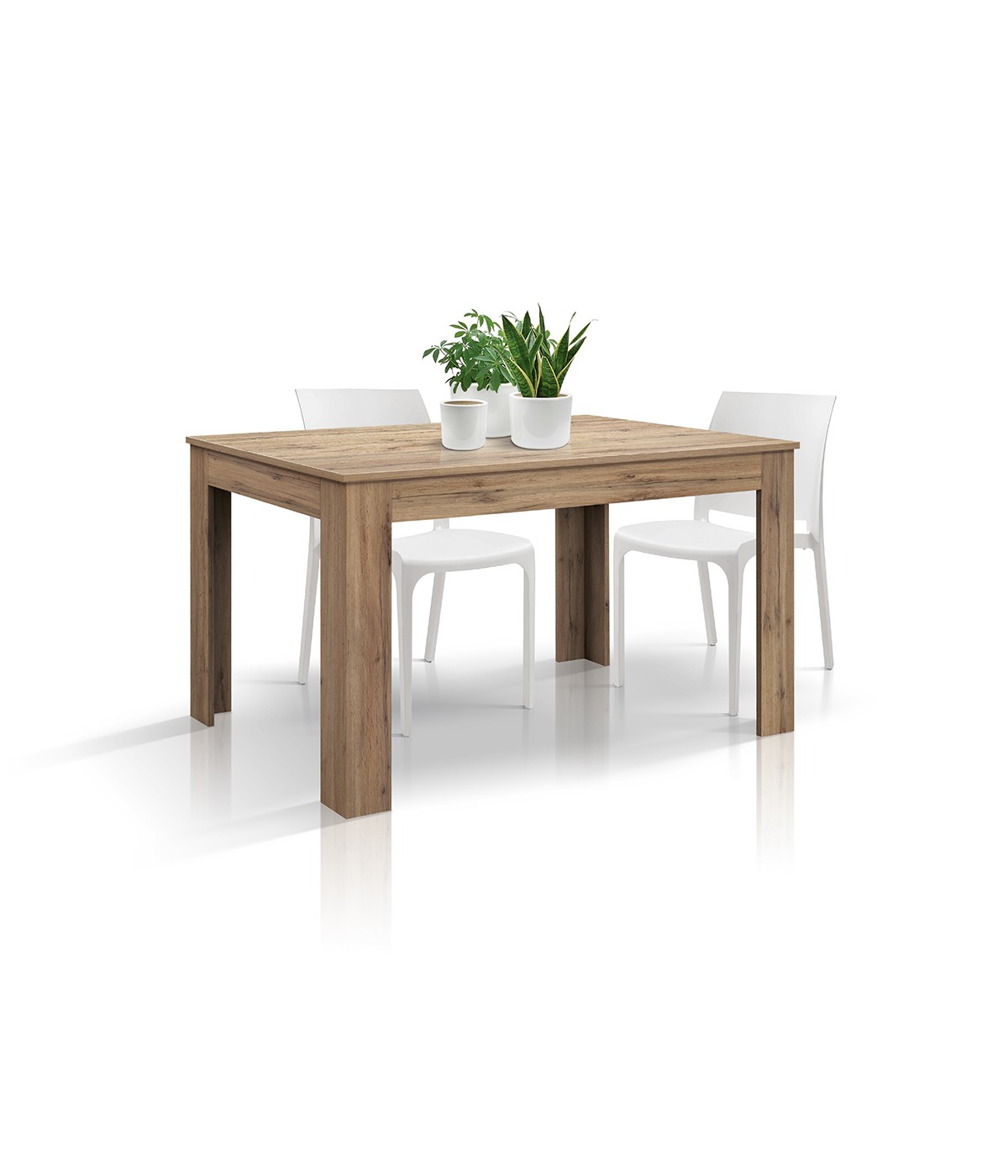 Tavolo rettangolare moderno allungabile rovere rustico 120x80x77 140x90x77 vista frontale