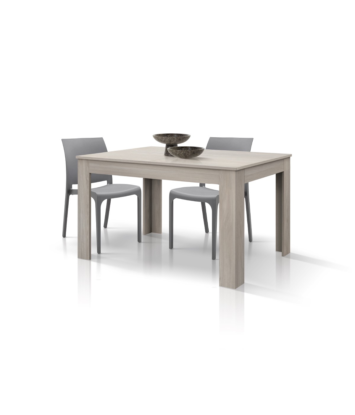 Tavolo rettangolare moderno allungabile olmo 120x80x77 140x90x77 vista frontale