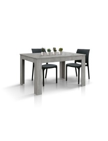 Tavolo rettangolare moderno allungabile grigio cemento 120x80x77 140x90x77 vista frontale