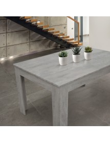 Tavolo rettangolare moderno allungabile grigio cemento 120x80x77 140x90x77 vista frontale