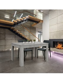 Tavolo rettangolare moderno allungabile grigio cemento 120x80x77 140x90x77 vista frontale
