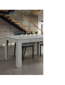 Tavolo rettangolare moderno allungabile grigio cemento 120x80x77 140x90x77 vista frontale