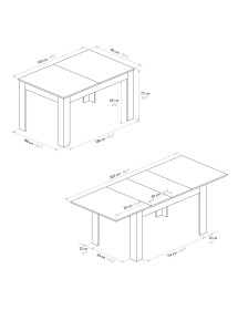 Tavolo rettangolare moderno allungabile bianco frassino 120x80x77 1...