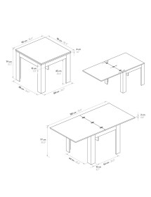 Tavolo quadrato moderno allungabile a libro grigio cemento 90x90x77