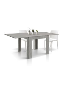 Tavolo quadrato moderno allungabile a libro grigio cemento 90x90x77 vista frontale