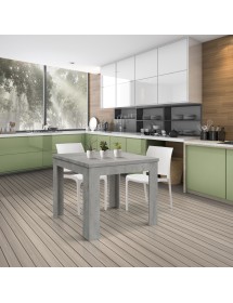 Tavolo quadrato moderno allungabile a libro grigio cemento 90x90x77 vista frontale