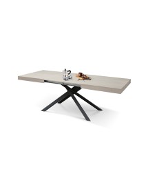 Tavolo moderno allungabile olmo perla gambe nere 140x90x74 160x90x74 vista frontale