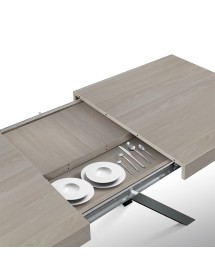 Tavolo moderno allungabile olmo perla gambe nere 140x90x74 160x90x74 vista frontale