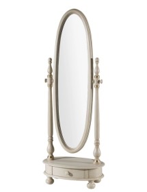 MOBILI 2G - Specchiera girevole ovale laccata avorio con particolari foglia oro  Misure: L. 62 x H. 169 x P.37