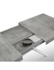 Tavolo moderno allungabile grigio cemento gambe bianche 140x90x74 160x90x74 vista frontale