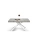 Tavolo moderno allungabile grigio cemento gambe bianche 140x90x74 160x90x74 vista frontale