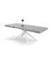 Tavolo moderno allungabile grigio cemento gambe bianche 140x90x74 160x90x74 vista frontale