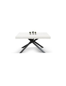 Tavolo moderno allungabile bianco frassino gambe nere 140x90x74 160x90x74 vista frontale