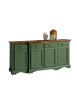 Madia credenza 4 porte 4 cassetti legno shabby verde e noce 200x45x93 VISTA FRONTALE