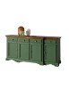 Madia credenza 4 porte 4 cassetti legno shabby verde e noce 200x45x93 VISTA FRONTALE