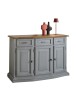 Madia credenza 3 porte 3 cassetti legno shabby grigio e noce 126x38x86 VISTA FRONTALE