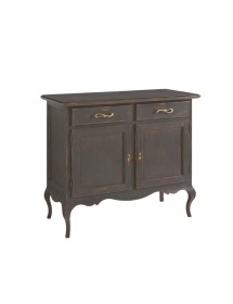 Madia credenza 2 porte 2 cassetti legno shabby grigio consumato 114x49x97 VISTA FRONTALE