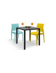 Set Tavoli quadrati autolivellanti grigio antracite bar ristorante 70x70x74 VISTA FRONTALE