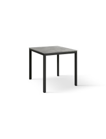 Set 2 Tavoli quadrati fissi grigio cemento gambe nere cucina bar ristorante 80x80x75 vista frontale