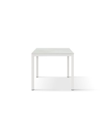 Set 2 Tavoli quadrati fissi bianco frassino gambe bianche cucina bar ristorante 80x80x75 vista frontale