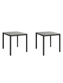 Set 2 Tavoli quadrati fissi bianco frassino gambe nere cucina bar ristorante 80x80x75 vista frontale