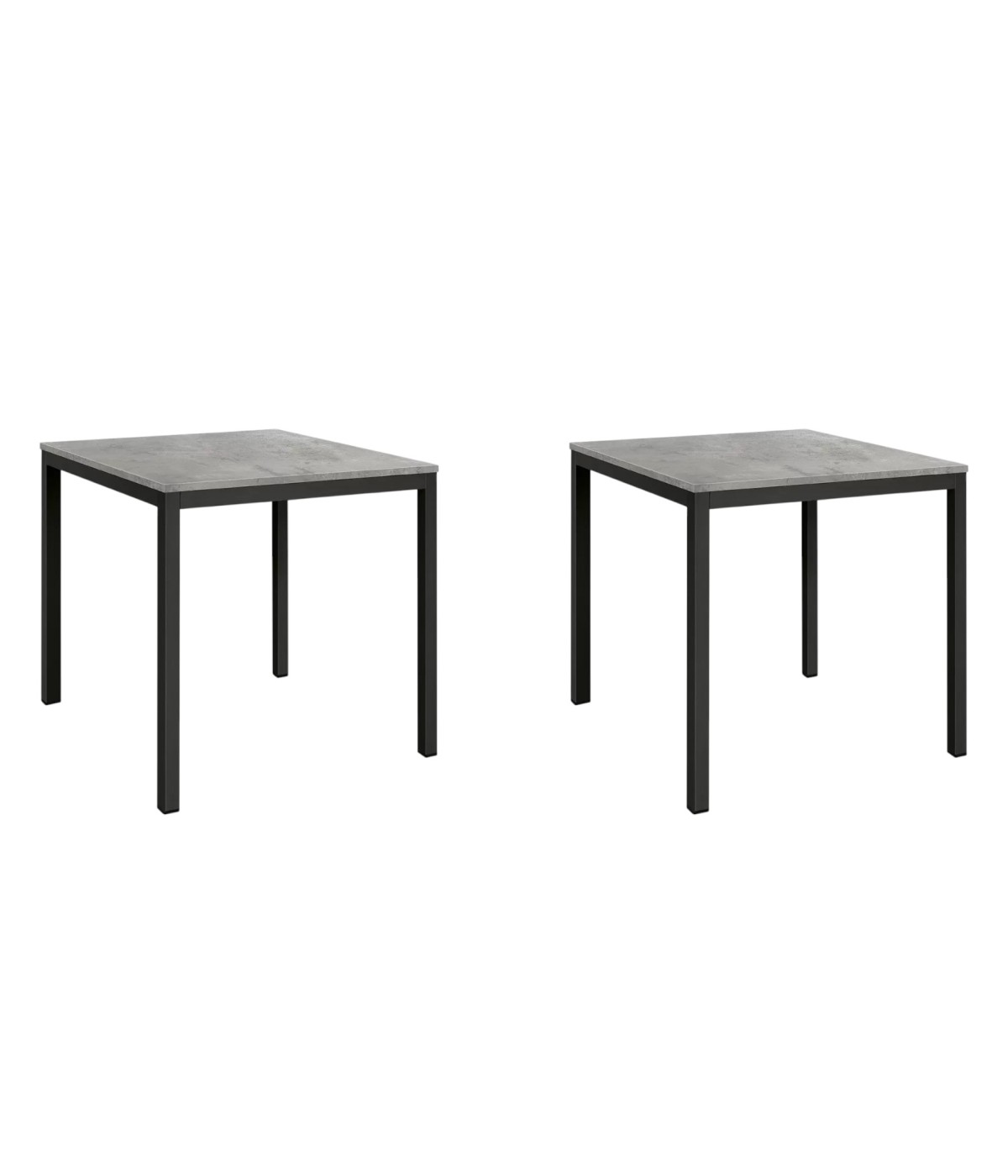 Set 2 Tavoli quadrati fissi bianco frassino gambe nere cucina bar ristorante 80x80x75 vista frontale