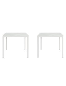 Set 2 Tavoli quadrati fissi bianco frassino gambe bianche cucina bar ristorante 80x80x75 vista frontale