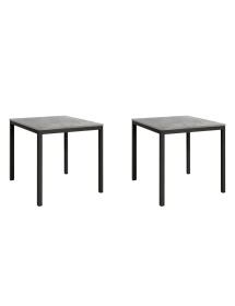Set 2 Tavoli quadrati fissi grigio cemento gambe nere cucina bar ristorante 80x80x75 vista frontale