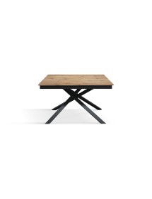 Tavolo moderno allungabile rovere rustico gambe nere 120x80x76 140x80x76 160x90x76 vista frontale