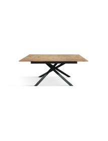 Tavolo moderno allungabile rovere rustico gambe nere 120x80x76 140x80x76 160x90x76 vista frontale