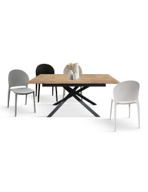 Tavolo moderno allungabile rovere rustico gambe nere 120x80x76 140x80x76 160x90x76 vista frontale