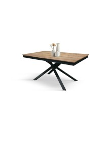 Tavolo moderno allungabile rovere rustico gambe nere 120x80x76 140x80x76 160x90x76 vista frontale