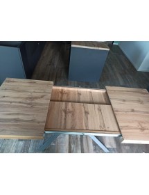 Tavolo moderno allungabile rovere rustico gambe nere 140x90x74 160x90x74 vista frontale