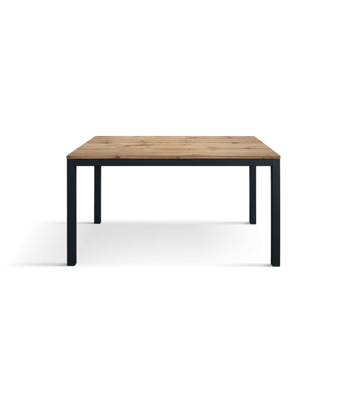 Tavolo moderno allungabile rovere rustico gambe nere 120x80x75 140x80x75 160x90x75 vista frontale