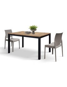 Tavolo moderno allungabile rovere rustico gambe nere 120x80x75 140x80x75 160x90x75 vista frontale